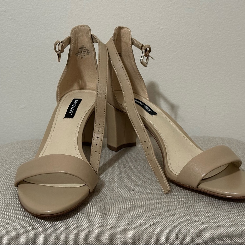 Nine West Beige Ankle Strap Heels